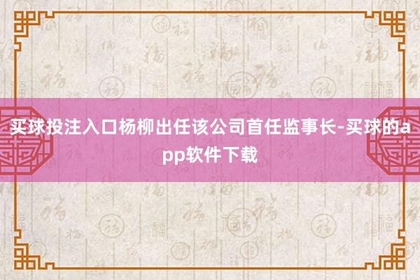 买球投注入口杨柳出任该公司首任监事长-买球的app软件下载