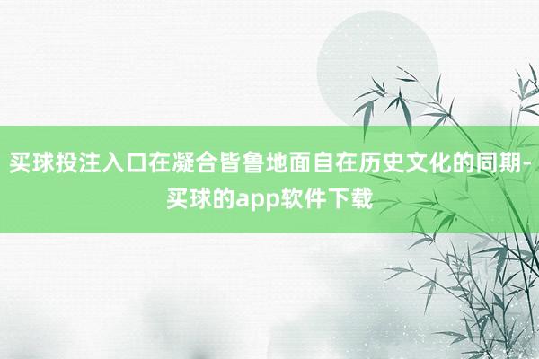 买球投注入口在凝合皆鲁地面自在历史文化的同期-买球的app软件下载