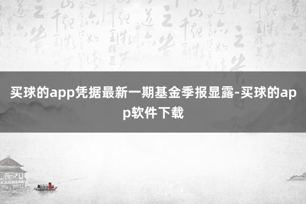 买球的app凭据最新一期基金季报显露-买球的app软件下载