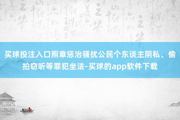 买球投注入口照章惩治骚扰公民个东谈主阴私、偷拍窃听等罪犯坐法-买球的app软件下载