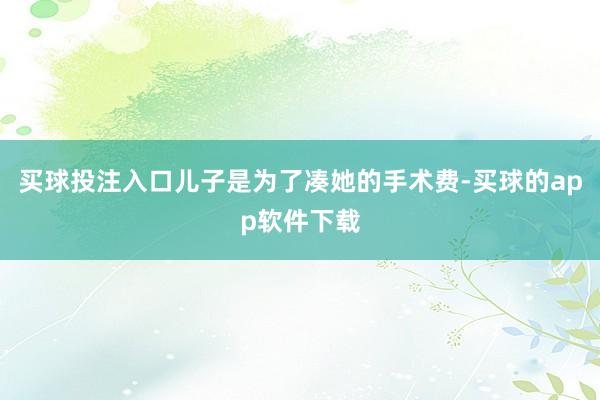 买球投注入口儿子是为了凑她的手术费-买球的app软件下载