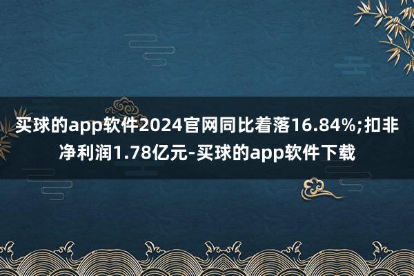 买球的app软件2024官网同比着落16.84%;扣非净利润1.78亿元-买球的app软件下载