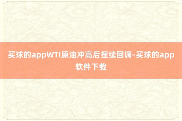 买球的appWTI原油冲高后捏续回调-买球的app软件下载