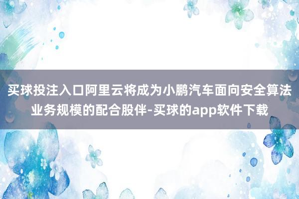 买球投注入口阿里云将成为小鹏汽车面向安全算法业务规模的配合股伴-买球的app软件下载