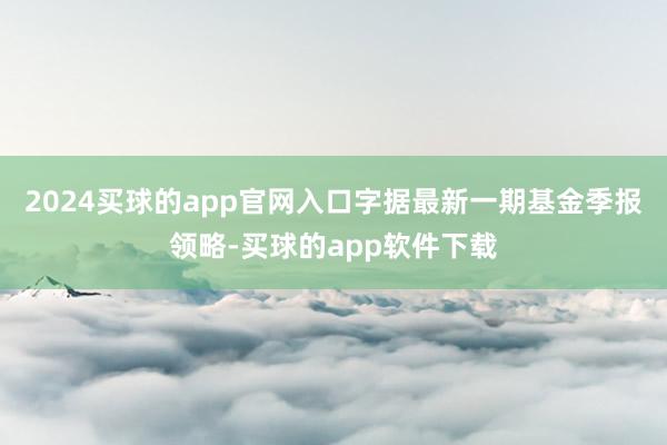 2024买球的app官网入口字据最新一期基金季报领略-买球的app软件下载